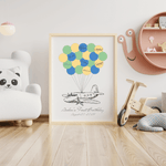 personalized airplane guest book print with name and date in nursery