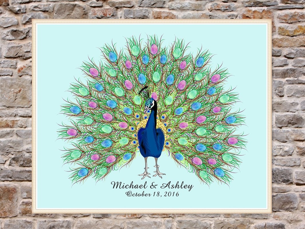 peacock guest book fingerprint