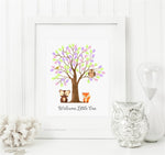 woodland baby shower fingerprint tree