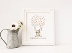 Cat on swing fingerprint balloon guest book – personalized for baby shower, baptism, or birthday celebration