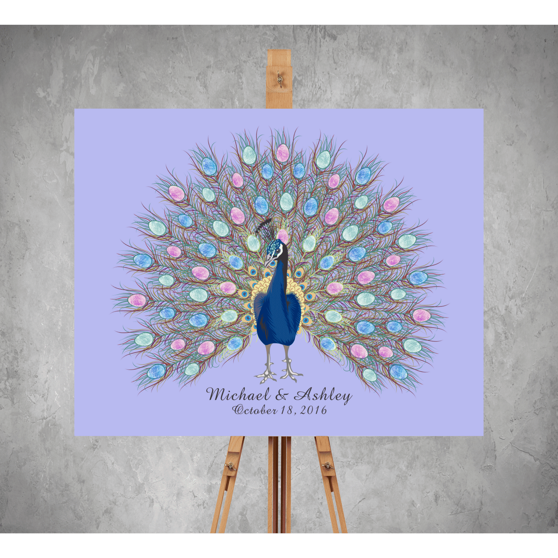 peacock guest book fingerprint