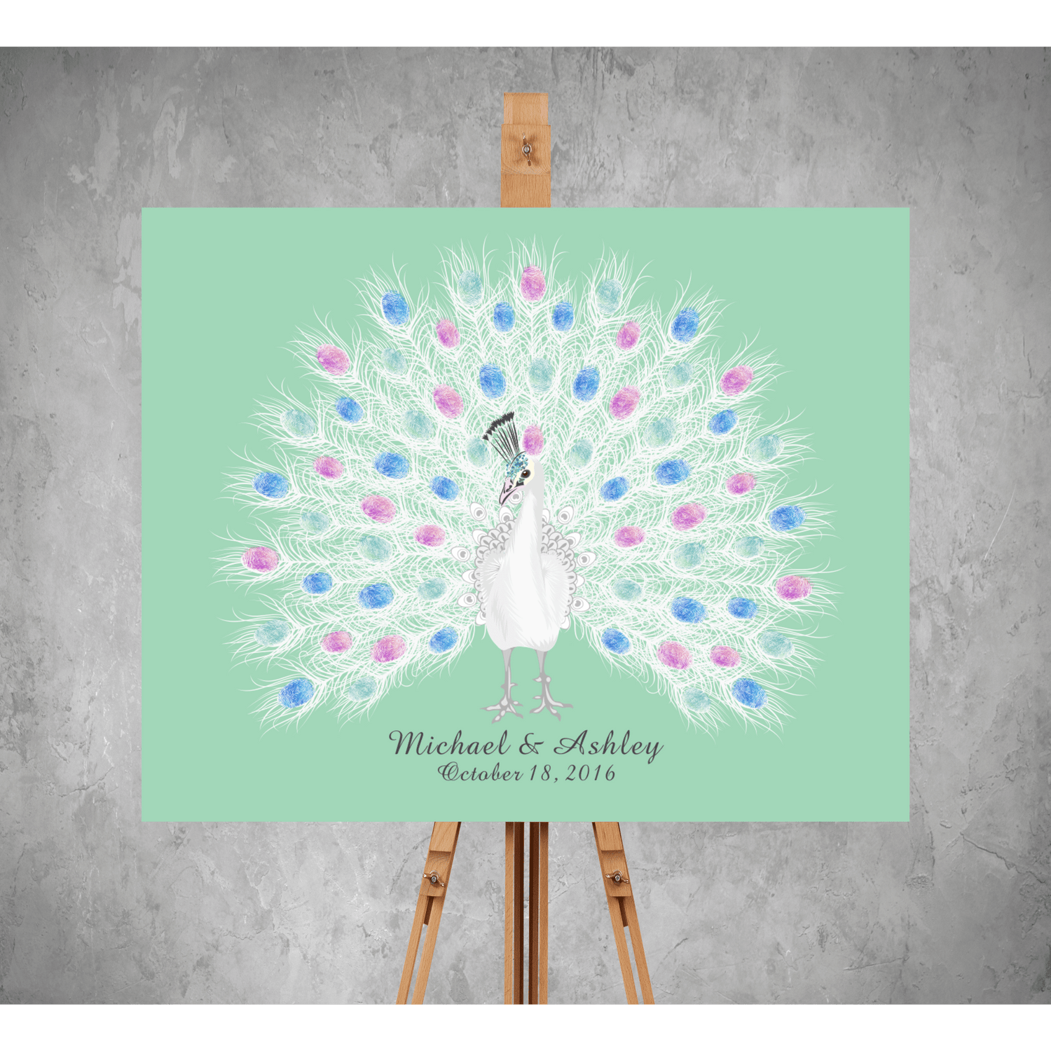 peacock wedding guest book