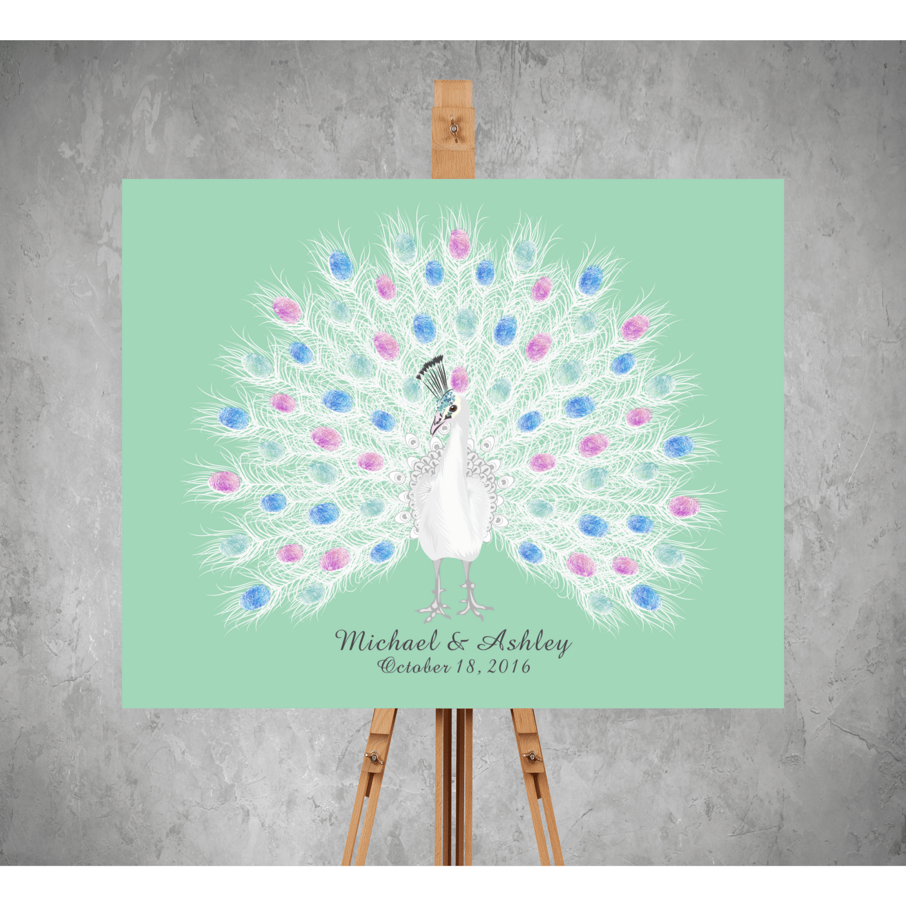 peacock wedding guest book