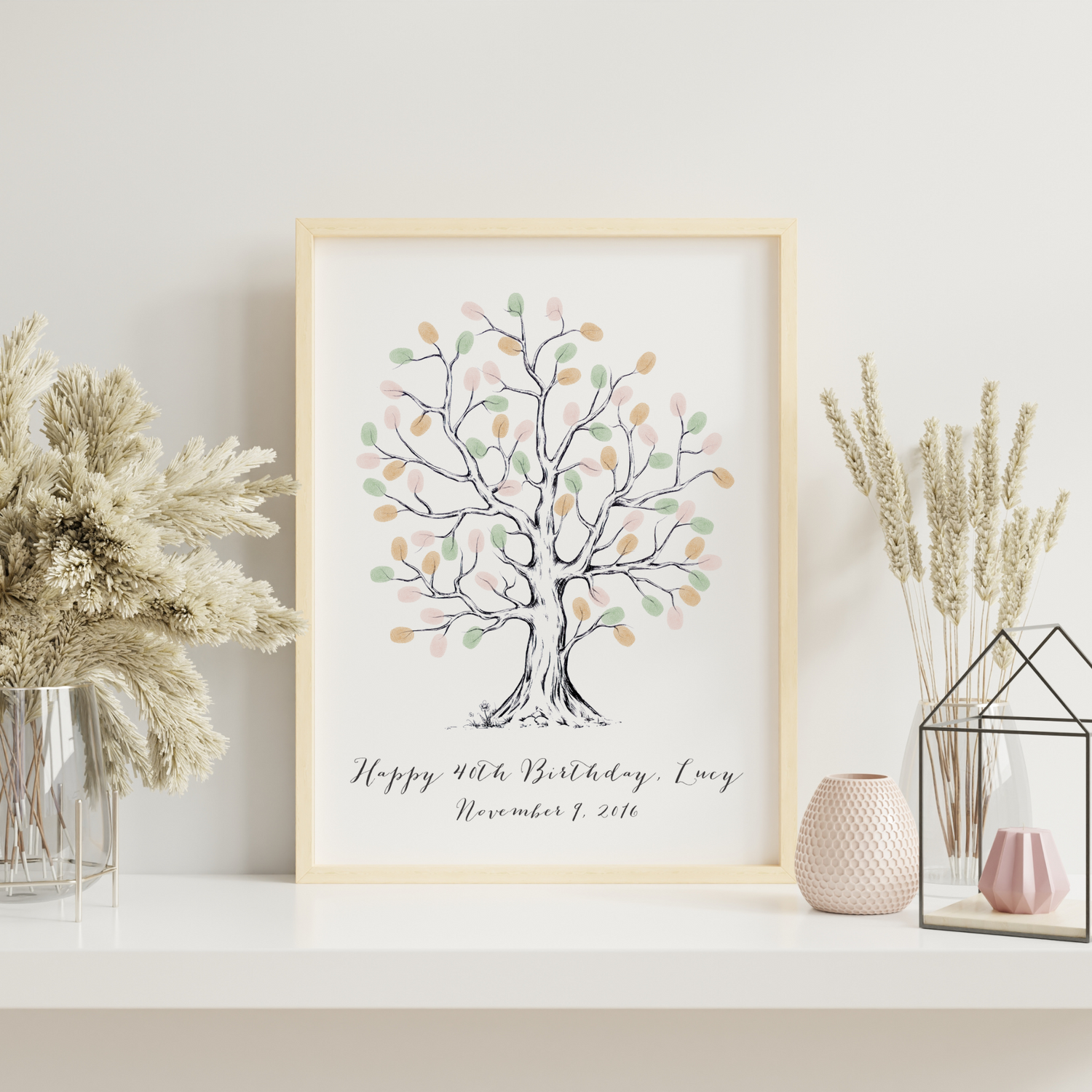 Hand Drawn birthday fingerprint tree