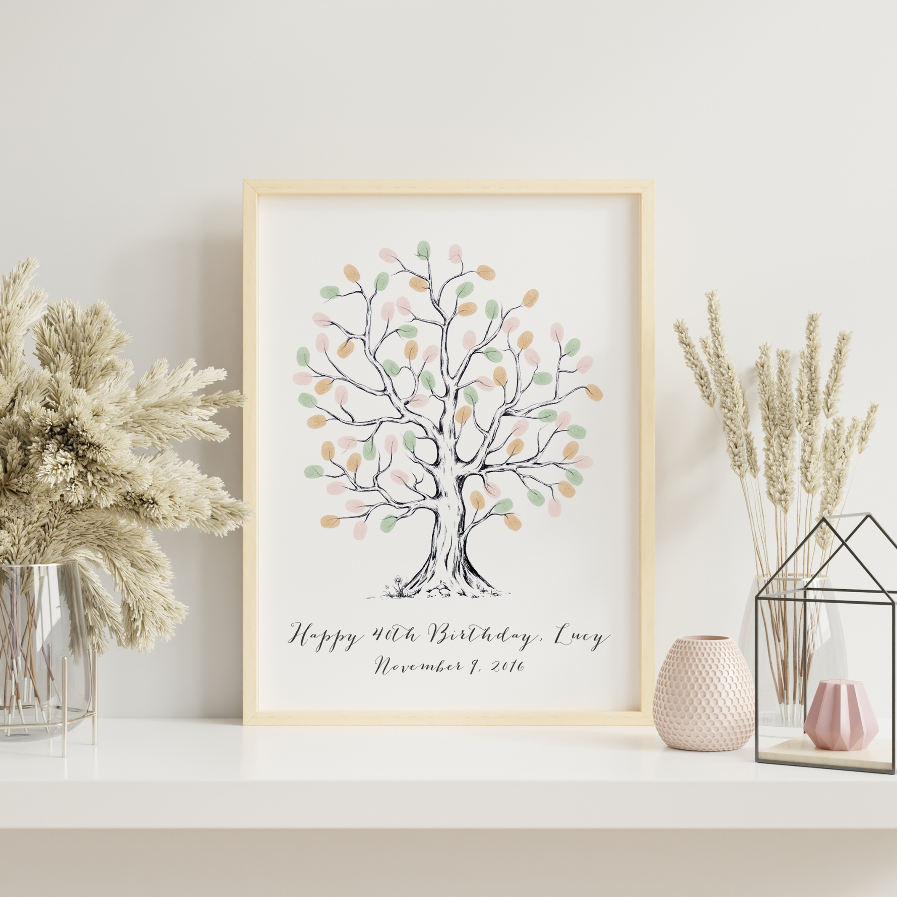 Hand Drawn birthday fingerprint tree