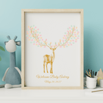 Decorative Deer Antler Fingerprint Guest Book Alternative for Baby Shower, Baptism & Christening Gift