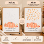 Before and after orange pumpkin balloon fingerprint guest book