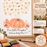 Orange pumpkin balloon fingerprint guest book personalization options