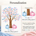 Pumpkin gender reveal fingerprint guest book personalization options