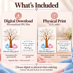 Digital download and physical pumpkin gender reveal fingerprint guest book options