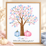 Personalized pumpkin gender reveal fingerprint tree guest book alternative