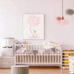 Personalized baby girl shower keepsake featuring elephant and fingerprint balloon design