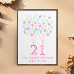 Custom fingerprint balloon guest book with number design for milestone birthdays, retirements, graduations, and farewell parties – unique keepsake idea