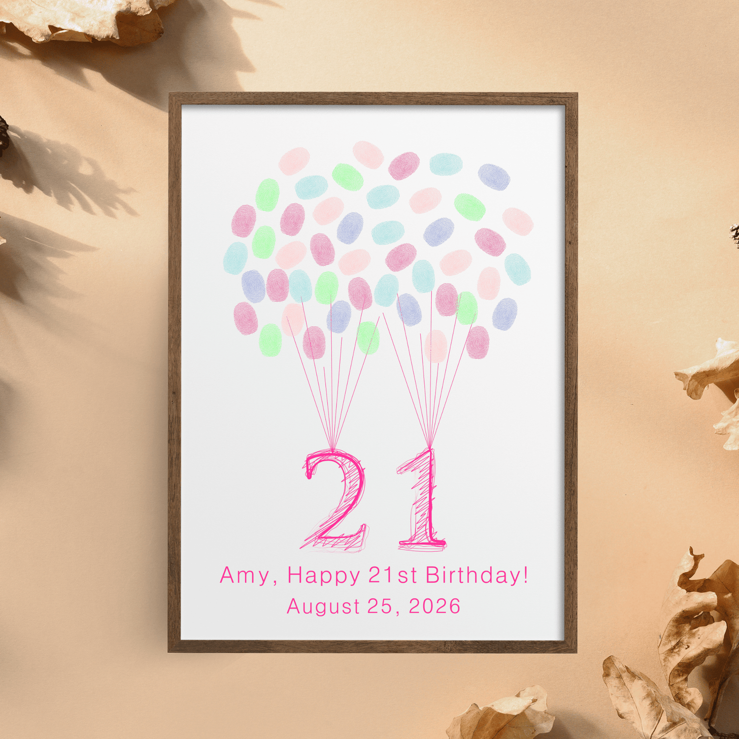 Custom fingerprint balloon guest book with number design for milestone birthdays, retirements, graduations, and farewell parties – unique keepsake idea