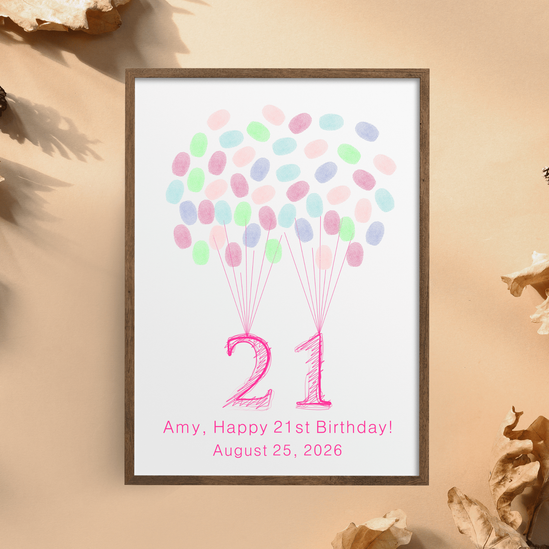 Custom fingerprint balloon guest book with number design for milestone birthdays, retirements, graduations, and farewell parties – unique keepsake idea