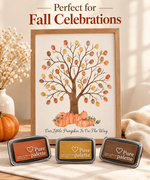 Fall colors fingerprint guest book ink pad set with three coordinated autumn shades