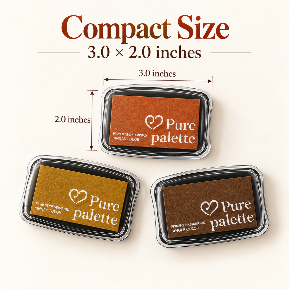Size details for fall colors fingerprint guest book ink pad set of three