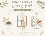 Fingerprint tree guest book instructions with ink pads and signing pen