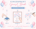 Baby shower fingerprint balloon guest book instructions with ink pads and pen