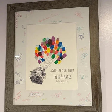 Etsy review photo of personalized fingerprint balloons guest book poster