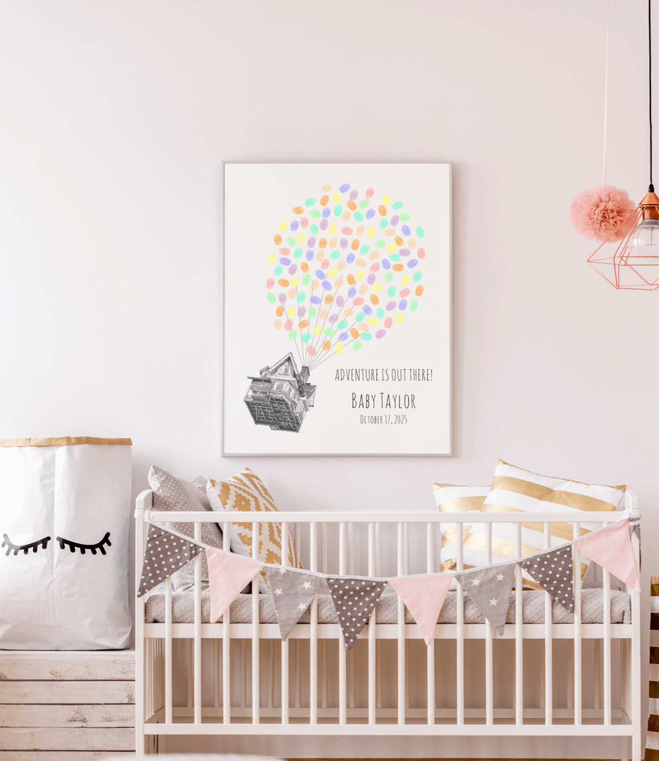 Up Themed Baby Shower Fingerprint Balloons Guest Book