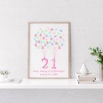 Celebrate life’s milestones with this charming fingerprint balloon guest book where guests “lift” your number with their thumbprints – a meaningful keepsake for birthdays and more.