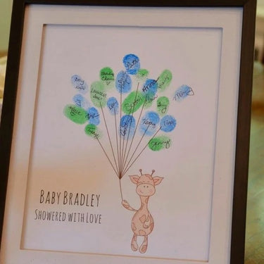 Etsy review photo of personalized fingerprint balloons guest book poster