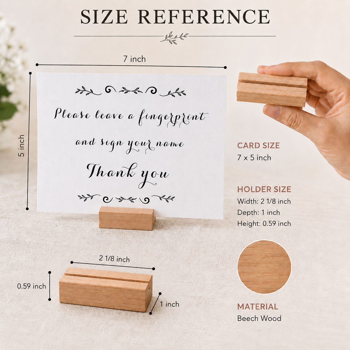 Fingerprint guest book signing instructions for keepsake display table