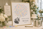 BonjourEmma personalized baby shower fingerprint guest book keepsake with thumbprint tree artwork for nursery decor