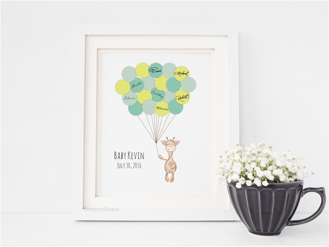 Framed giraffe signature balloon guest book