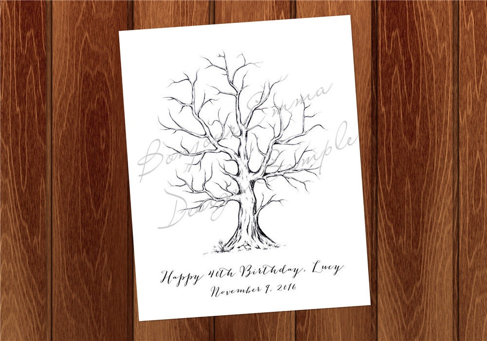 Hand Drawn birthday fingerprint tree