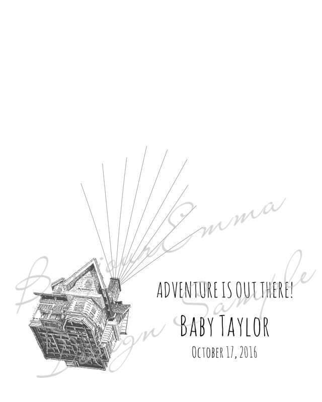 Up Themed Baby Shower Fingerprint Balloons Guest Book