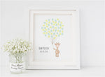 Giraffe fingerprint balloons guest book – personalized baby shower, gender reveal, baptism, or birthday keepsake