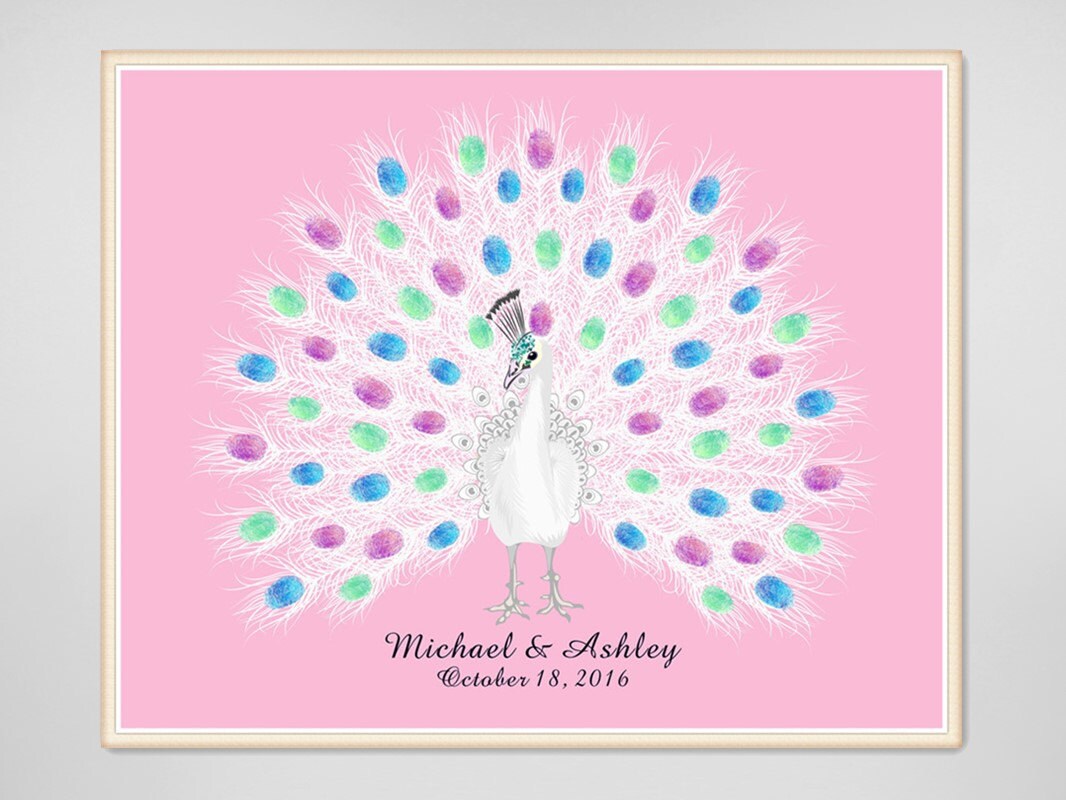 peacock wedding guest book