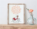 Personalized teacher thank you guest book open on wooden table
