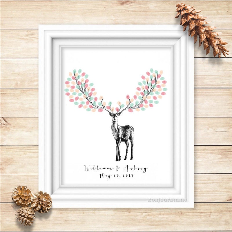 deer antler wedding guest book