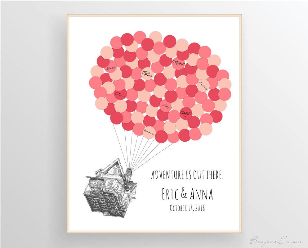 Up Wedding Guest Book – Personalized Balloon Signature Guest Book Alternative