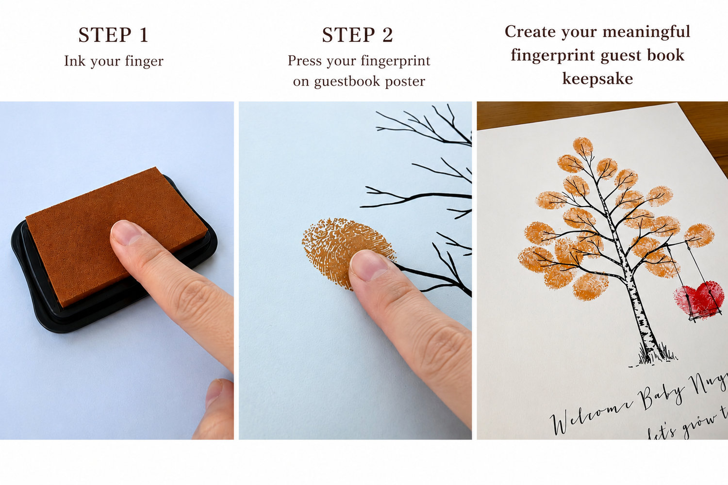 Fingerprint Guest Book Ink Pads, Thumbprint Tree Supplies, Vivid Colors High Quality