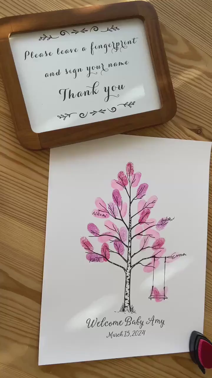 Baby shower fingerprint tree how to use video