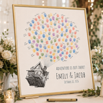 Up house fingerprint balloon guest book for wedding or anniversary keepsake